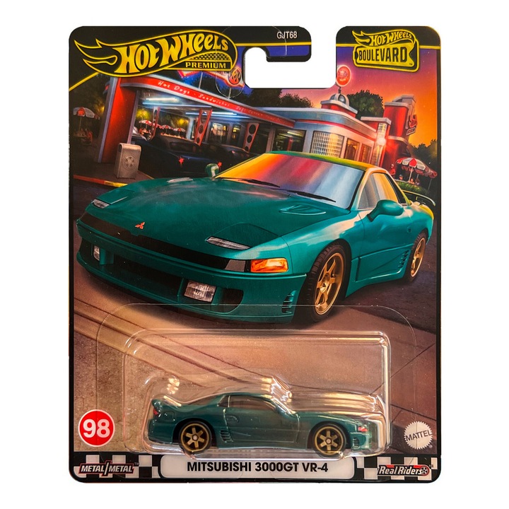 Masinuta Hot Wheels Boulevard Premium, Mitsubishi 3000GT VR-4, 1:64, Verde