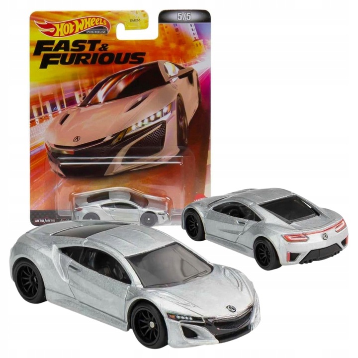 Masina De Colectie, Mattel, '17 Acura Nsx, Metal, Scara 164, Durabil, De Inalta Caliate, Anvelope Din Cauciuc, Fara Elemente Mobile, 7 x 1.5 cm, Argintie