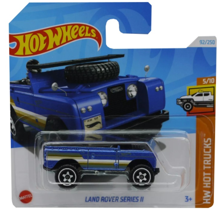 Masinuta metalica Hot Wheels, Land Rover Series II, 1:64, albastru