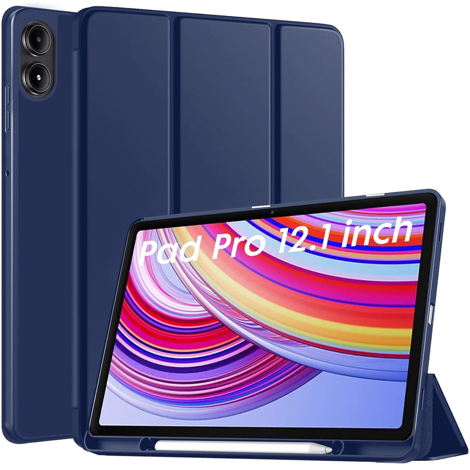Husa pentru Xiaomi Redmi Pad Pro 12.1 Inch Soft Shell cu functie wake-up/sleep si compartiment pentru stylus tip stand - albastru