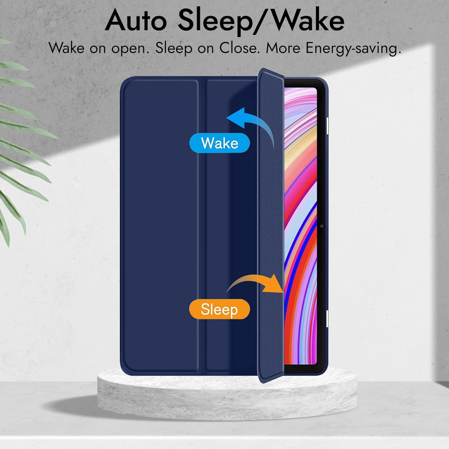 Husa pentru Xiaomi Redmi Pad Pro 12.1 Inch Soft Shell cu functie wake-up/sleep si compartiment pentru stylus tip stand - albastru