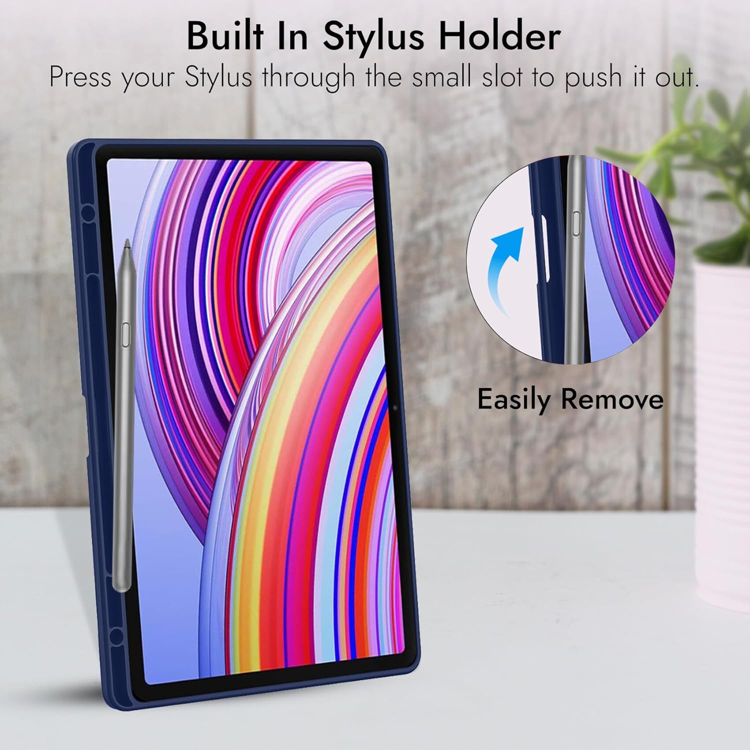 Husa pentru Xiaomi Redmi Pad Pro 12.1 Inch Soft Shell cu functie wake-up/sleep si compartiment pentru stylus tip stand - albastru