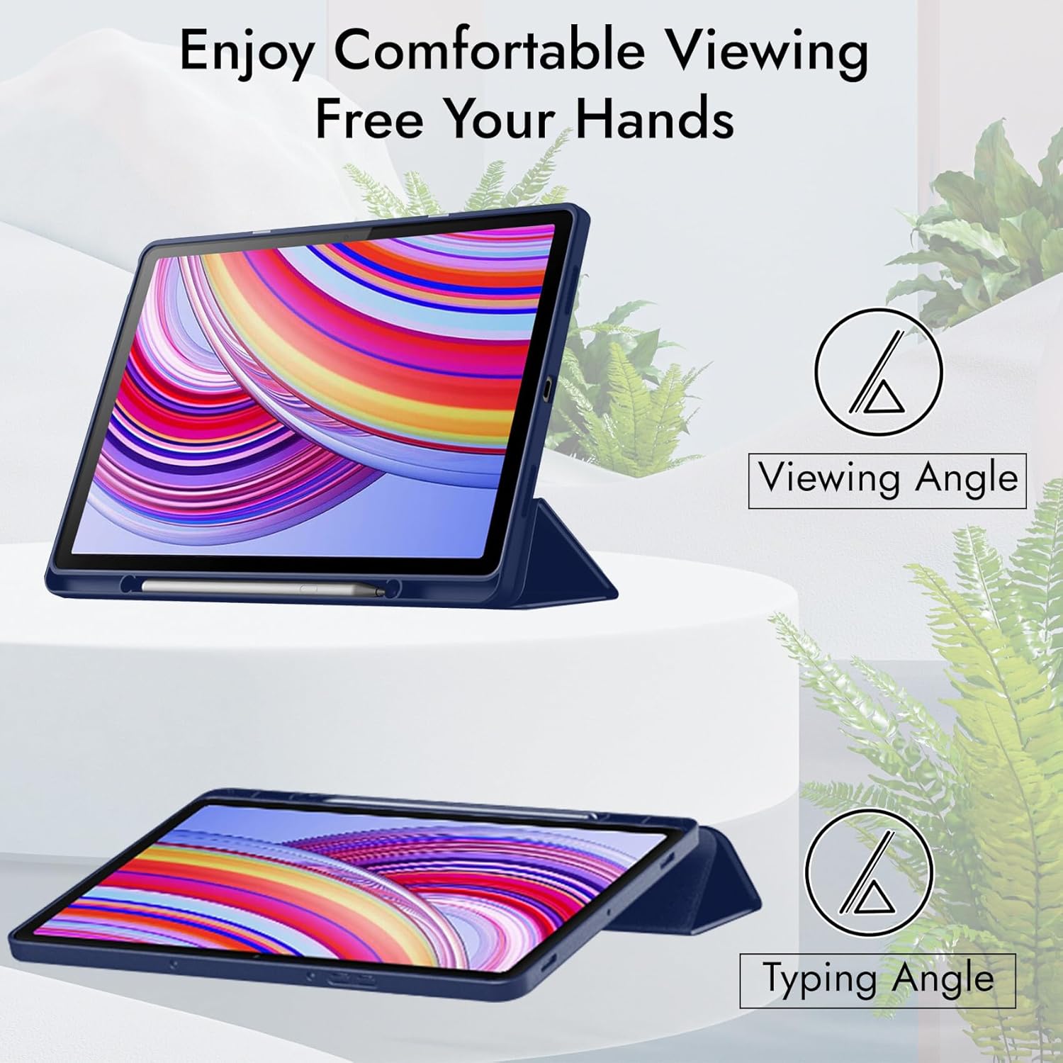 Husa pentru Xiaomi Redmi Pad Pro 12.1 Inch Soft Shell cu functie wake-up/sleep si compartiment pentru stylus tip stand - albastru