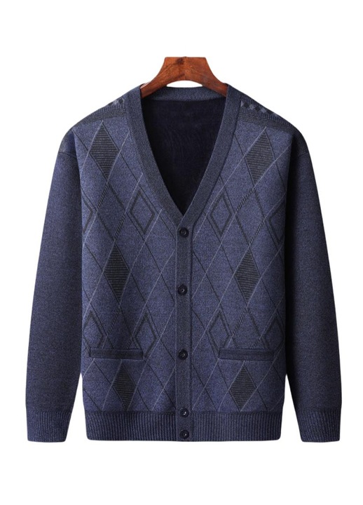 Cardigan barbati AMRINUGL, Viscoza, Albastru, L INTL