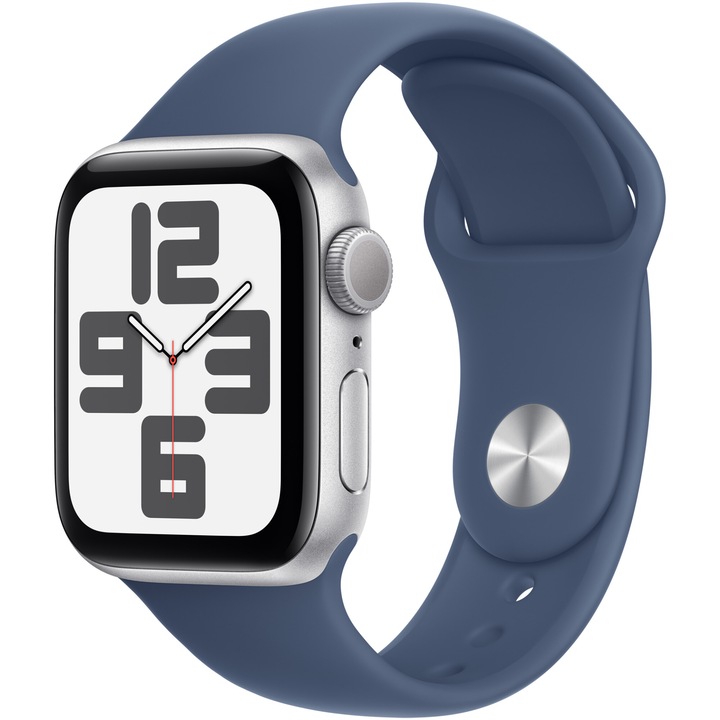 Apple Watch SE (2024), GPS, Silver Aluminum Case 40 мм, Denim Sport Band - S/M