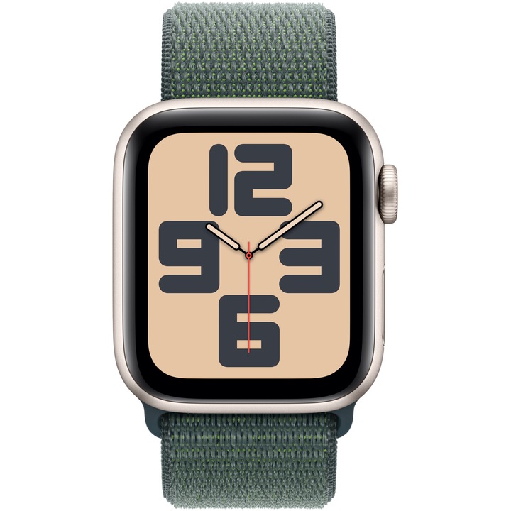 Apple Watch SE (2024) okosóra, GPS, Cellular, Starlight alumínium tok, 40mm, Lake Green Sport szíj