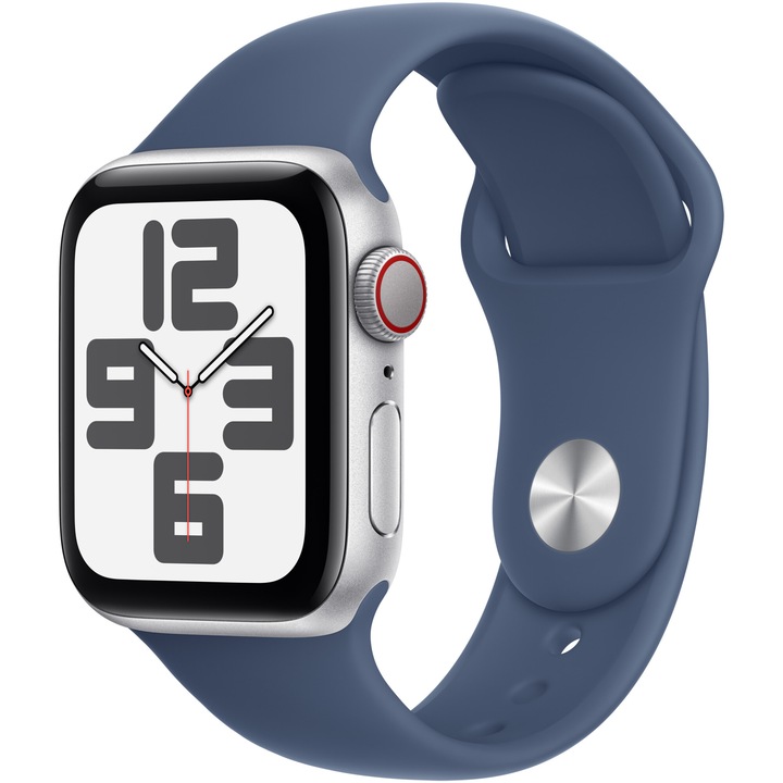 Apple Watch SE (2024), GPS, Cellular, Silver Aluminum Case 40 мм, Denim Sport Band - S/M