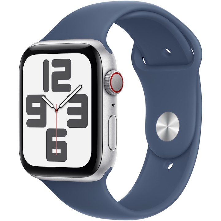 Apple Watch SE (2024), GPS, Cellular, Silver Aluminum Case 44 мм, Denim Sport Band - M/L