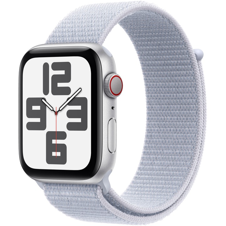Apple Watch SE (2024), GPS, Cellular, Silver Aluminum Case 44 мм, Blue Cloud Sport Loop