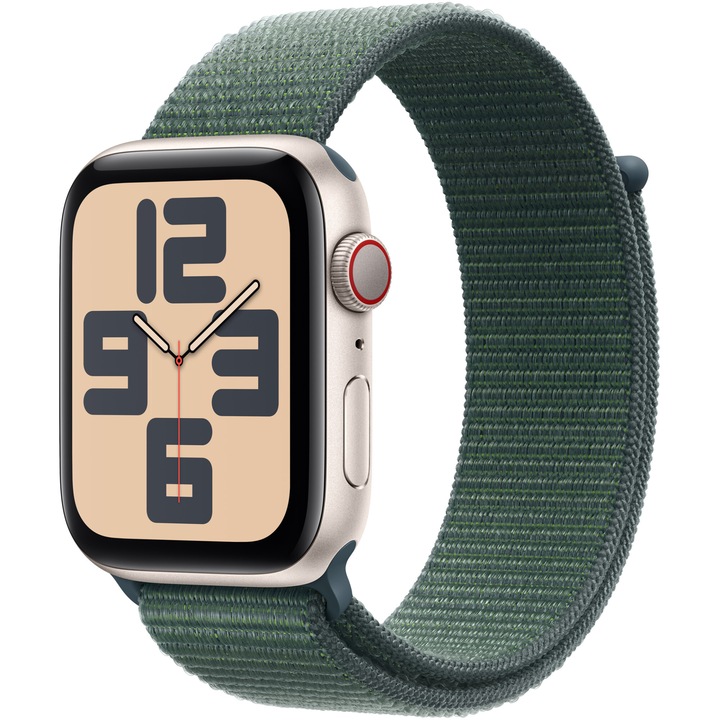 Apple Watch SE (2024), GPS, Cellular, Starlight Aluminum Case 44 мм, Lake Green Sport Loop