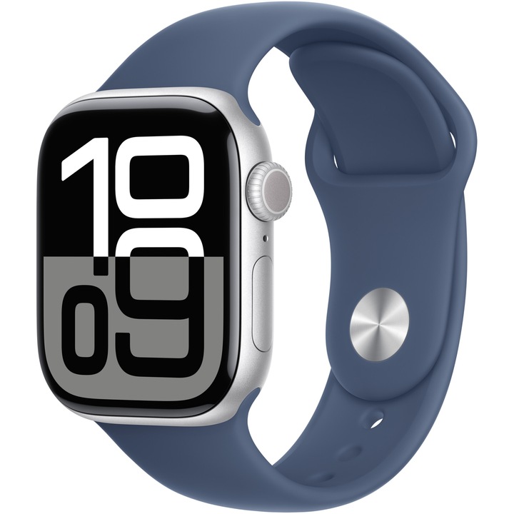 Apple Watch 10 GPS, Silver Aluminum Case 42 мм, Denim Sport Band - S/M
