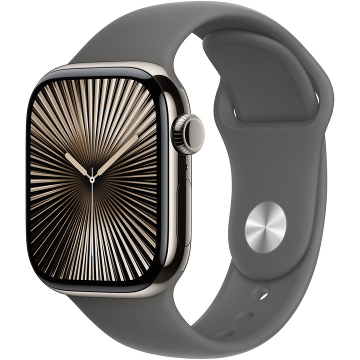 Apple Watch 10, GPS, Cellular, Natural Titanium Case 42 мм, Stone Gray Sport Band - M/L
