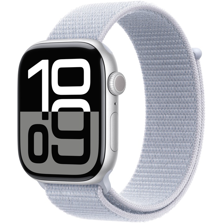 Apple Watch 10 GPS, Silver Aluminum Case 46 мм, Blue Cloud Sport Loop