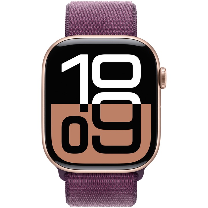 Apple Watch 10 okosóra, GPS, Rose Gold alumínium tok, 46mm, Plum Sport szíj