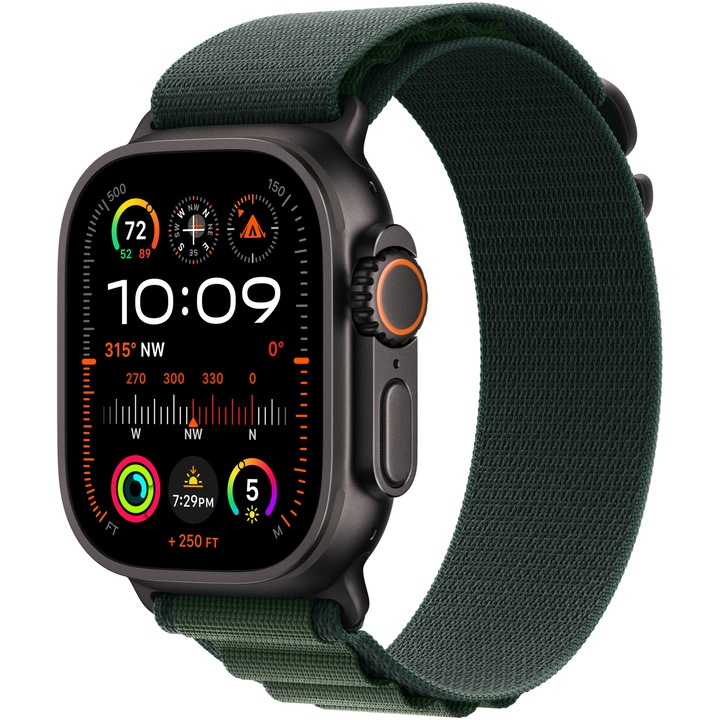 Apple Watch Ultra 2, GPS, Cellular, Black Titanium Case 49 мм, Dark Green Alpine Loop - Medium