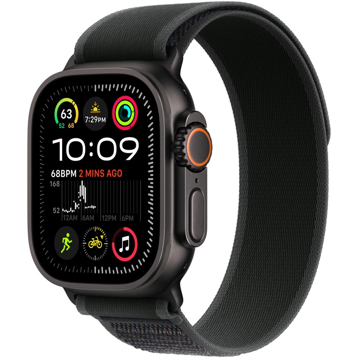 Apple Watch Ultra 2, GPS, Cellular, Loop - M/L, Текстил, Черен, 49 х 44 мм