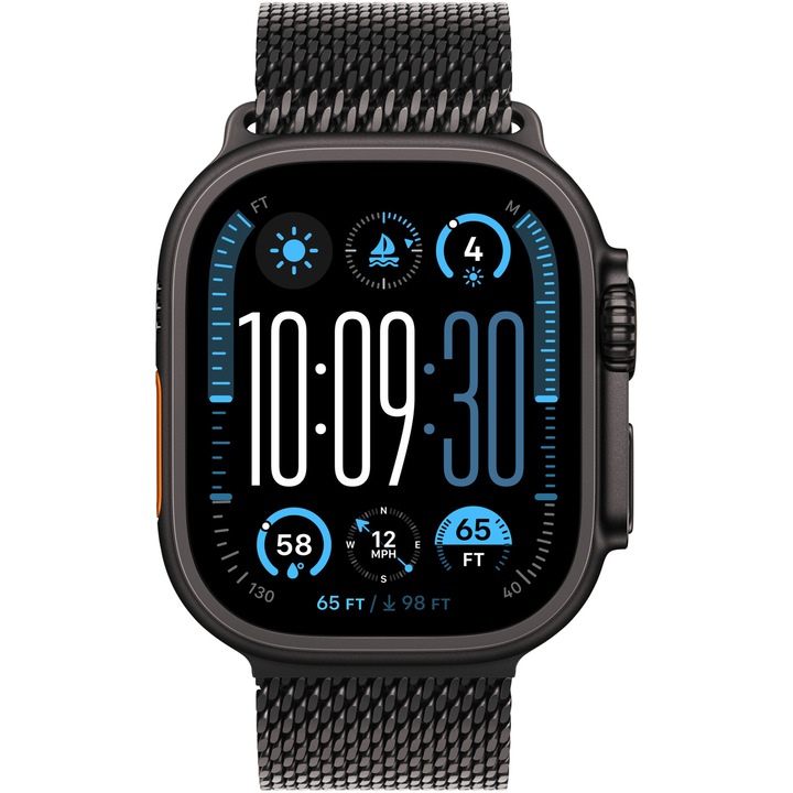 Apple Watch Ultra 2, GPS, Cellular, Carcasa Black Titanium 49mm, Black Titanium Milanese Loop - M