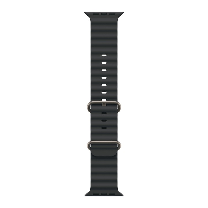 Каишка за Apple Watch 49 мм, Black Ocean Band - Natural Titanium Finish