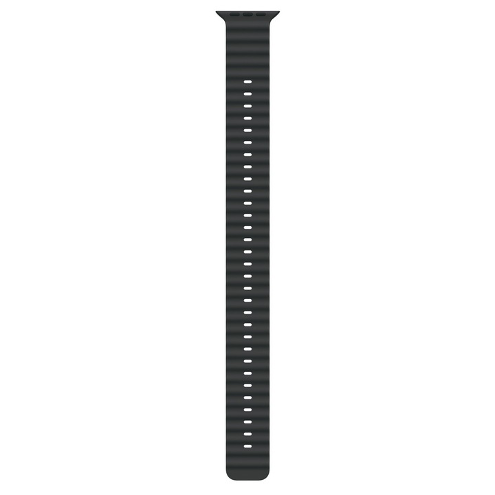 Curea pentru Apple Watch 49mm, Black Ocean Band Extension - Natural Titanium Finish