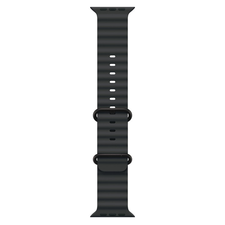 Curea pentru Apple Watch 49mm, Black Ocean Band - Black Titanium Finish