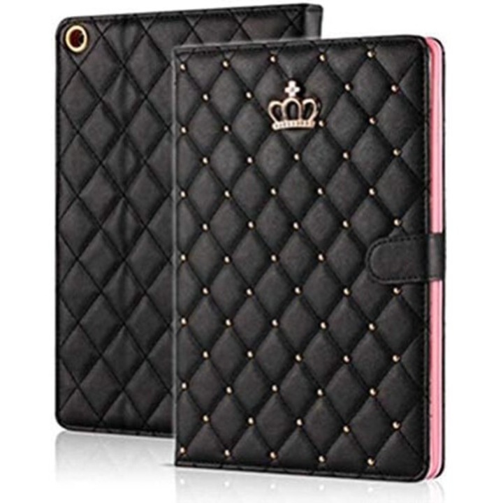 Калъф за таблет AMRINUGL за iPad 10.2" 9-то/8-мо/7-мо поколение, дизайн на короната, защита от удар, черен