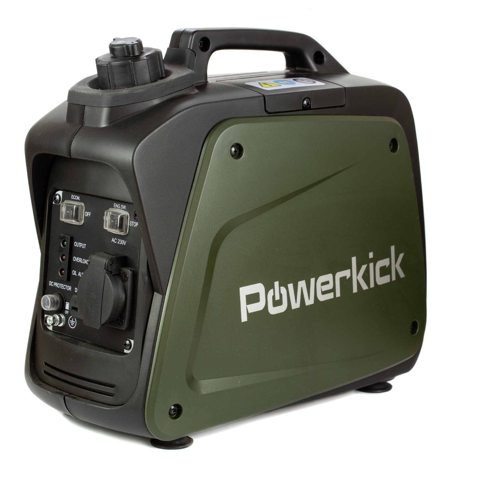Generator electric Powerkick 800, 800W, 58dB, 40x21x36cm, verde-negru, set cu 1l ulei