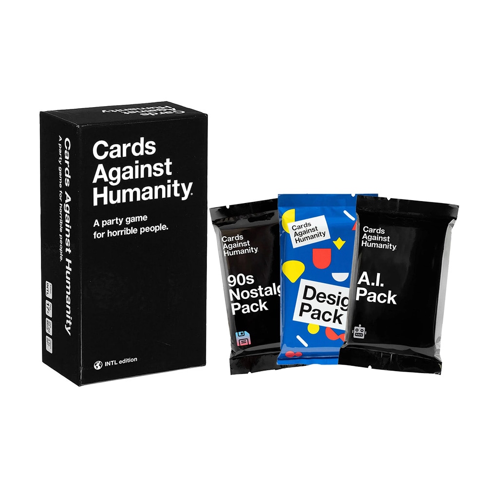 Pachet Cards Against Humanity + AI Pack + Design Pack + 90's Nostalgia Pack