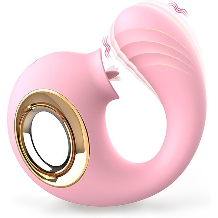 2 az 1-ben vibrátor a G-ponthoz és a csiklóhoz, 12 vibrációs és orális mód, szilikon, rózsaszín