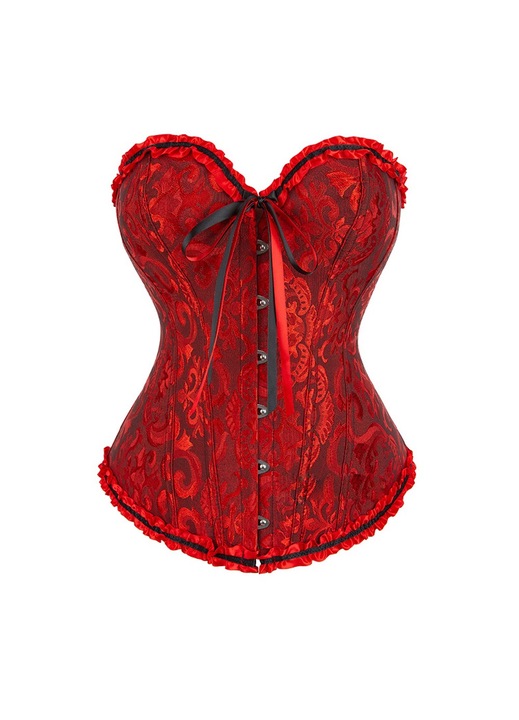 Корсет с връзки, BGHYHYHI, черно-червен, Червен/Черен, L