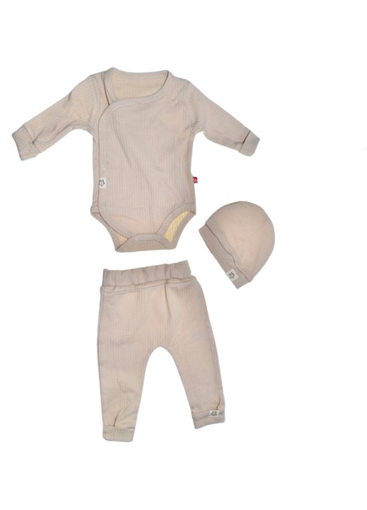 Compleu 3 piese pantaloni, body si caciula pentru copii Mini Junior SETMJ-39, Bej 112276