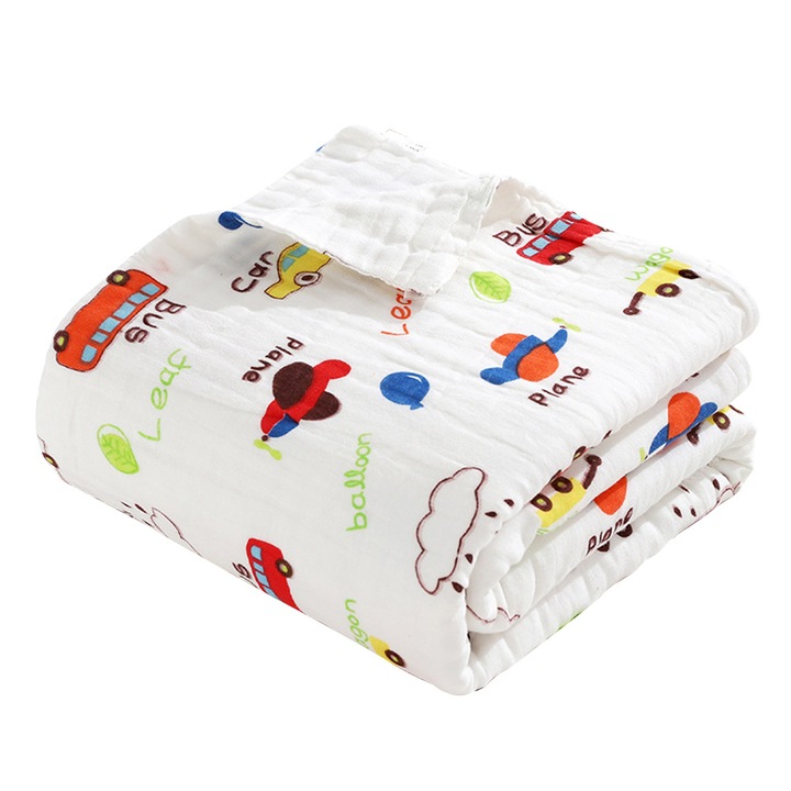 Бебешко одеяло, QttvbTna, памук, 6 слоя, многоцветно, 110x110см