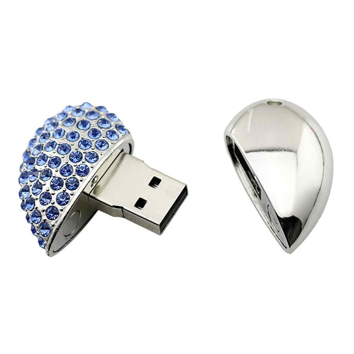 HERUSI 64GB USB memória, fém, ezüst gyűrű, kék