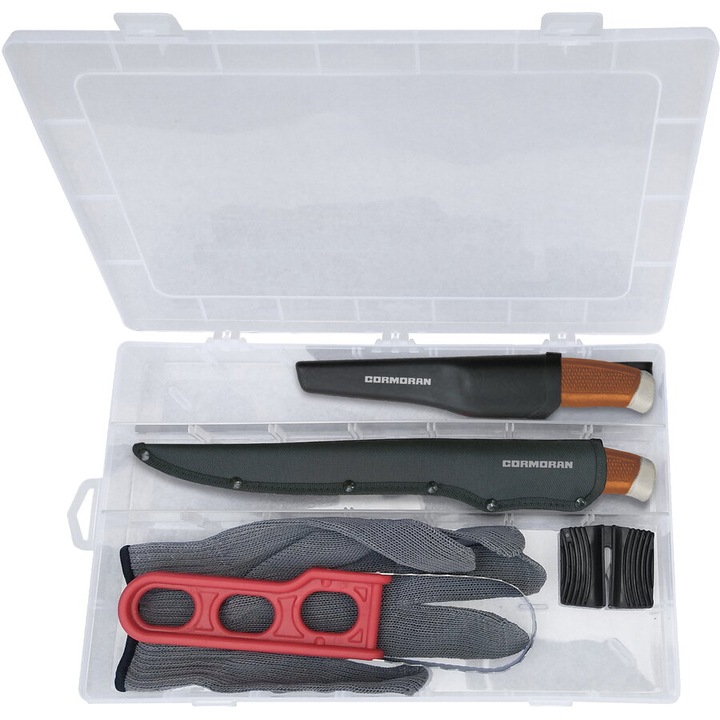 Комплект ножове Cormoran+ръкавици+точило+уред за везни - Hc82.13008