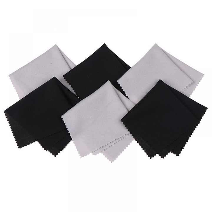 Set 6 lavete de curatare Cozevdnt, microfibra, negru/gri, 17.5 x 14.5 cm