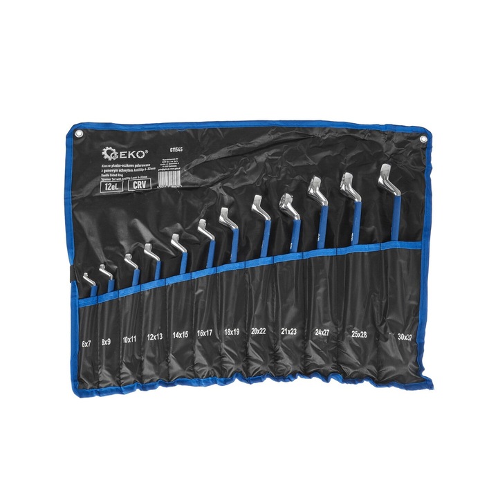 Set chei inelare cotite, GEKO, maner caucicat anti-alunecare, 6-32 mm, 12 piese