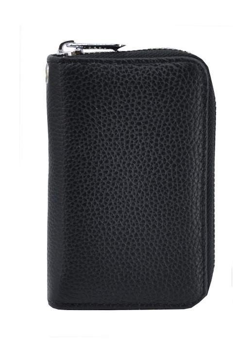 Portofel din piele cu breloc, Leather100, negru, OneSize