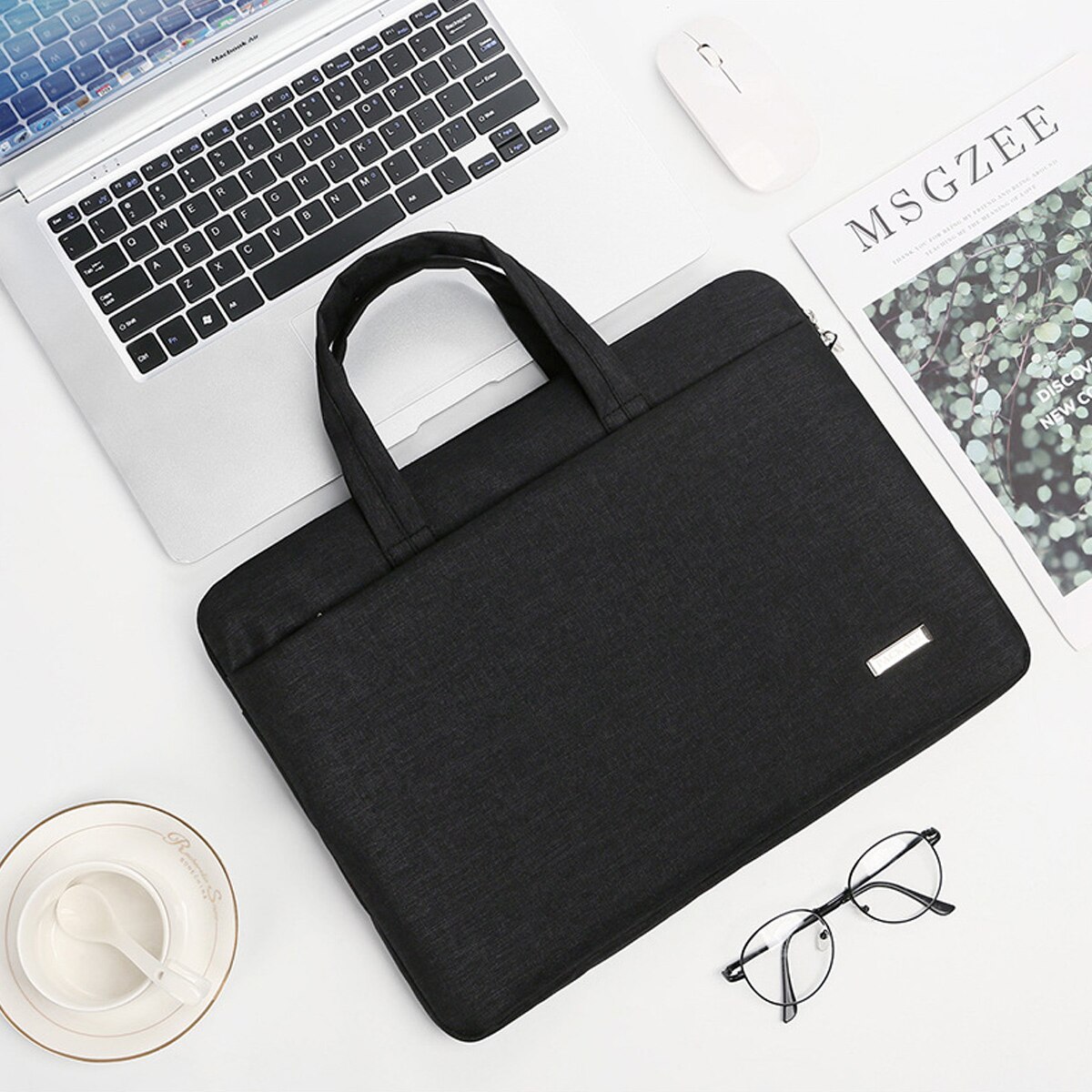 Geanta de laptop din panza Oxford, geanta de protectie pentru computer rezistenta la socuri, geanta de protectie pentru laptop la 360°, neagra