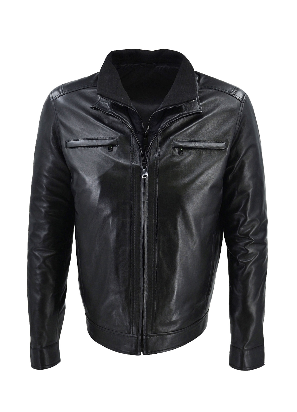 Jacheta barbati 07-ME-747-EC, Leather100, Piele naturala, Negru