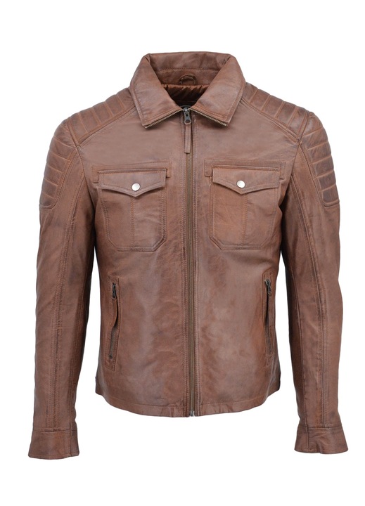 Jacheta barbati 12252, Leather100, Piele naturala, Maro