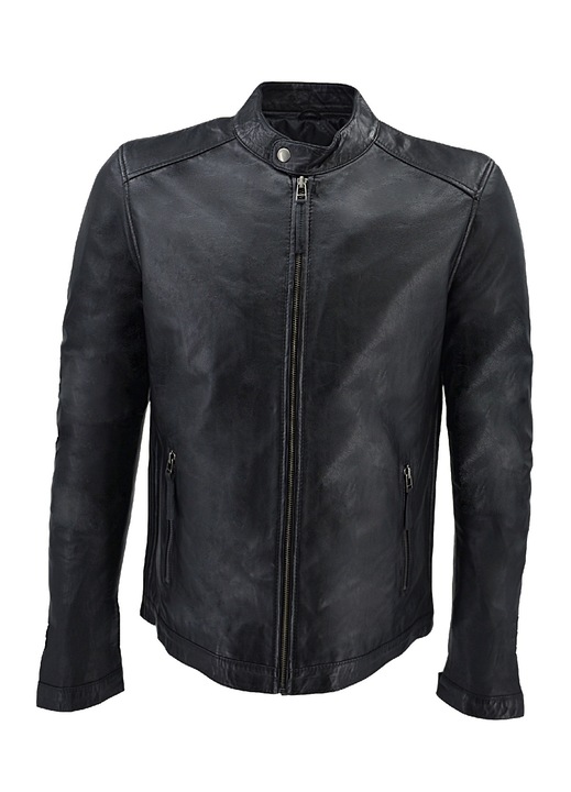 Jacheta barbati 4-M-FRANKY-2, Leather100, Piele naturala, Negru