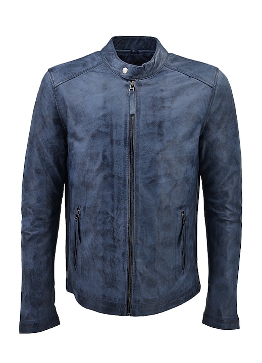 Jacheta barbati 14-M-FRANKY-2, Leather100, Piele naturala, Albastru