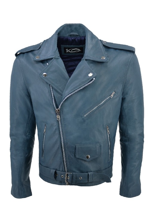 Jacheta barbati 37-M-PERFECTO-PAINTING, Leather100, Piele naturala, Albastru, M INTL