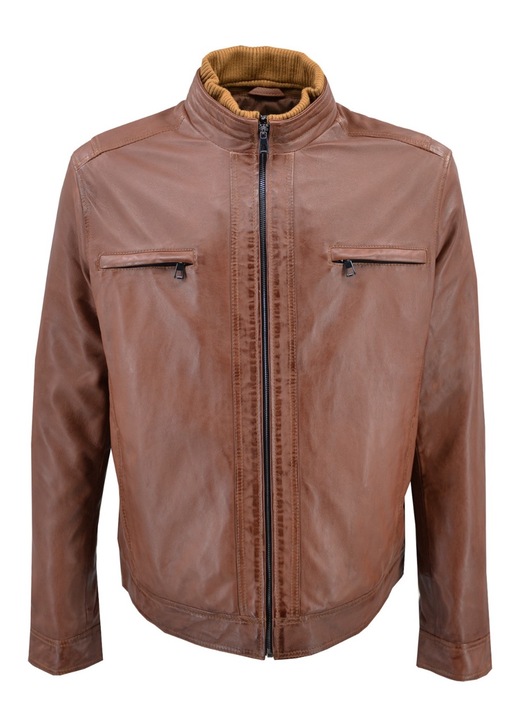 Jacheta barbati 11347, Leather100, Piele naturala, Maro
