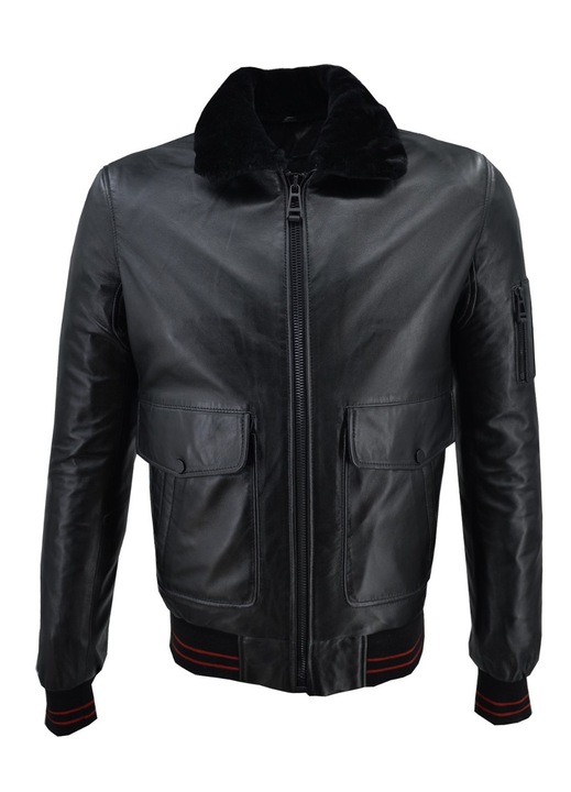 Jacheta barbati 47S-M-320, Leather100, Piele naturala, Negru