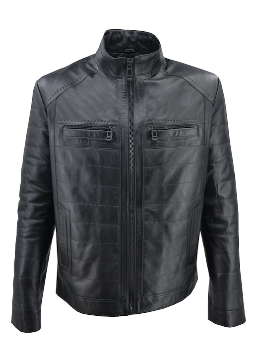 Jacheta barbati 47S-MZ-111, Leather100, Piele naturala, Negru
