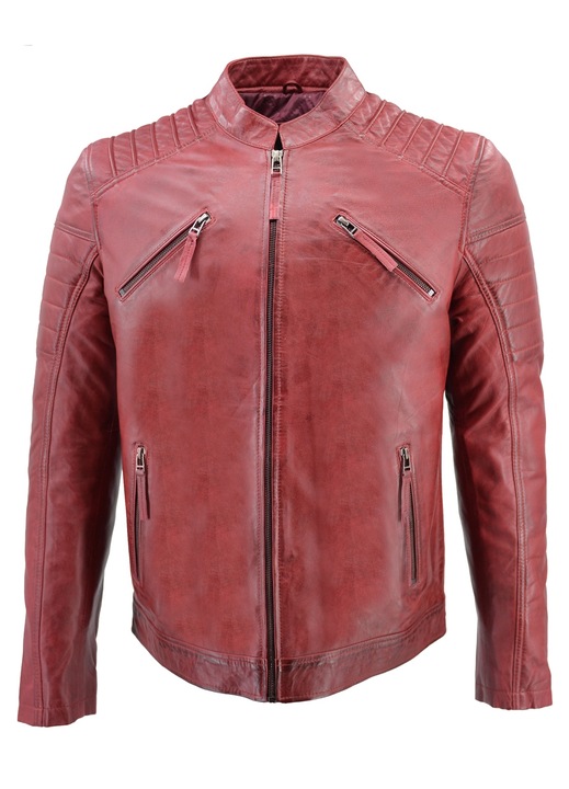 Jacheta barbati 49-M-8116, Leather100, Piele naturala, Rosu