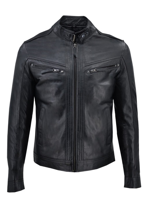 Jacheta barbati 11196, Leather100, Piele naturala, Negru