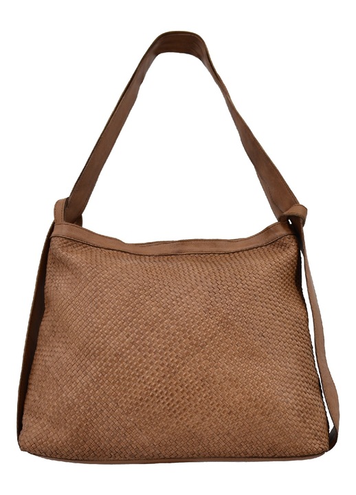 Geanta dama, de umar, Leather100, piele naturala, maro