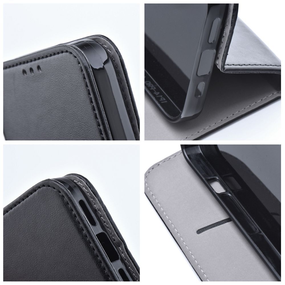 Husa telefon compatibil cu Honor X5c Plus - Smart Magnetic, husă tip carte magnetică cu ramă din silicon, neagră Tokgalaxis