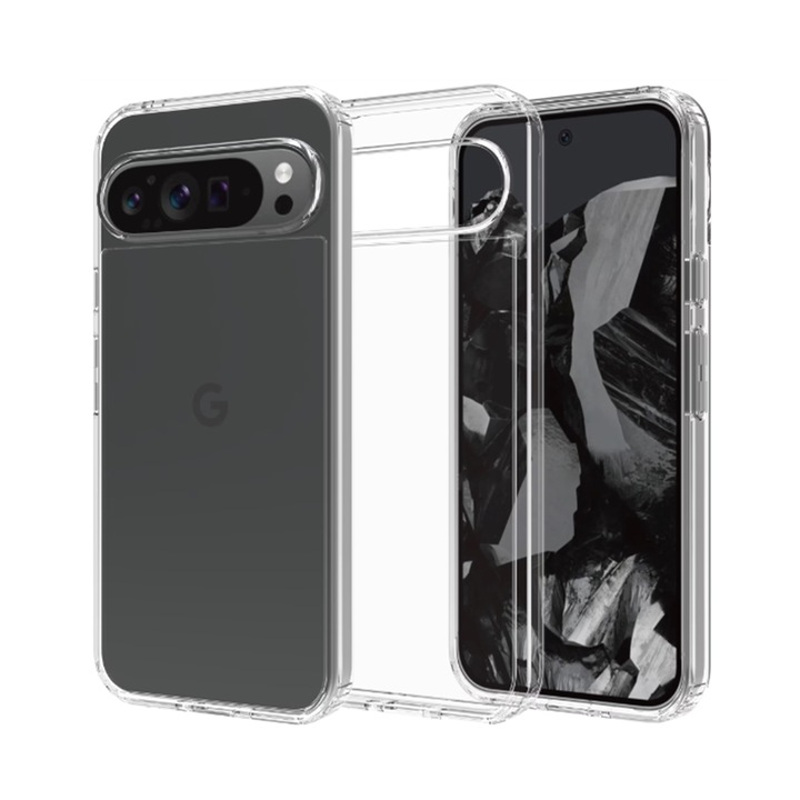 Кейс за телефон, съвместим с Google Pixel 9 Pro - прозрачен силиконов калъф за гръб